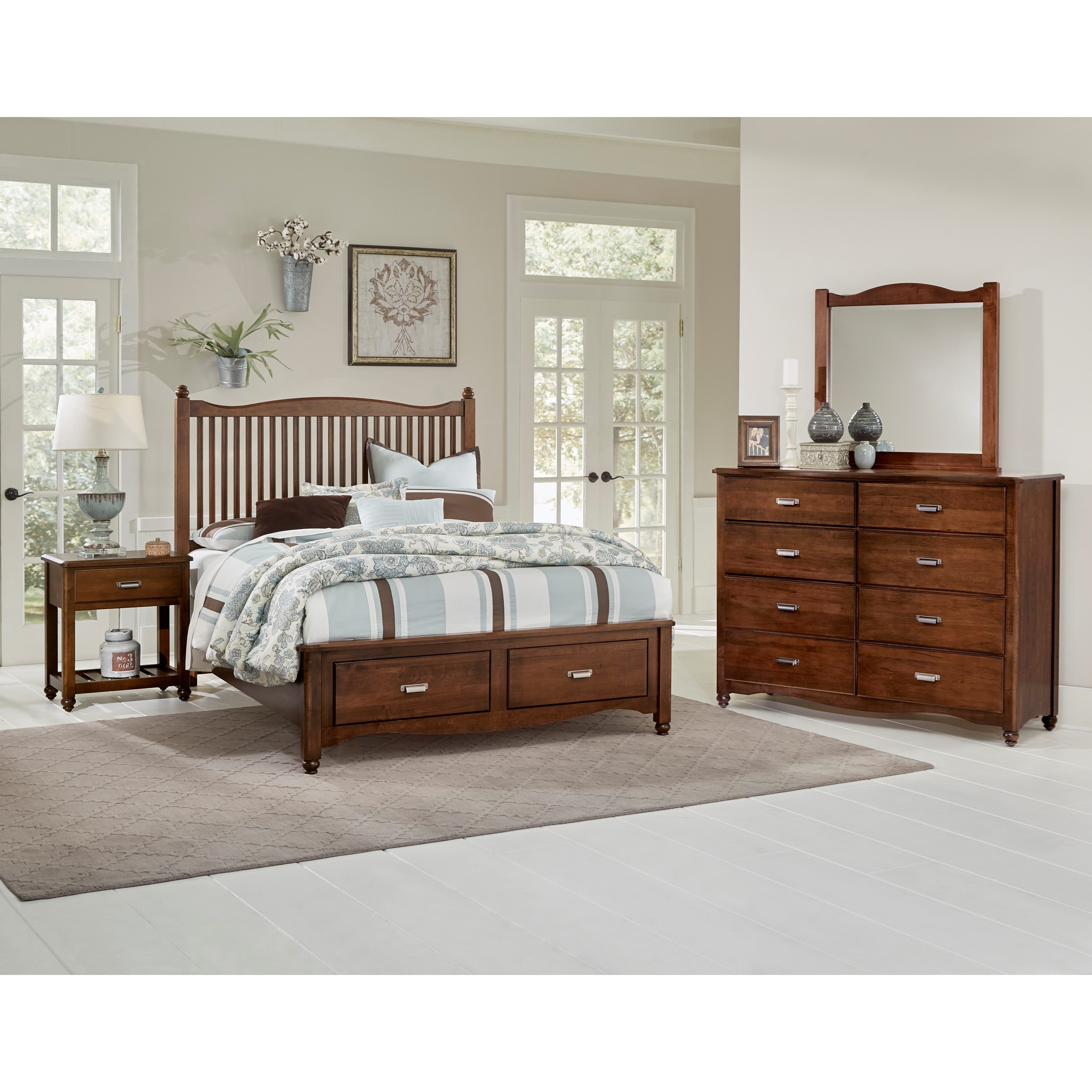 Vaughan Bassett American Maple Solid Wood King Slat Storage Bed Value